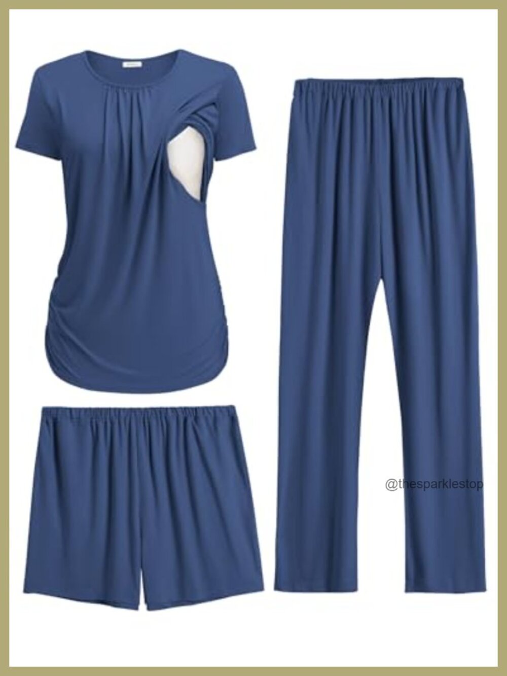 Ekouaer Maternity Nursing Pajama Set 3 Piece Breastfeeding Lounge